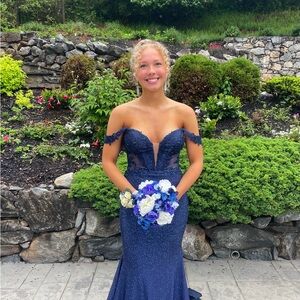 Sherri Hill Navy Blue Prom Dress